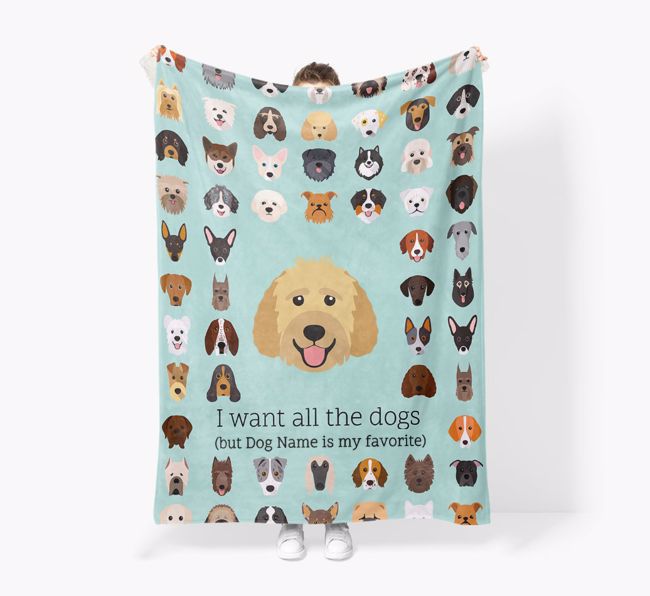 'All The Dogs' - Personalized {breedFullName} Blanket: Premium Sherpa Fleece